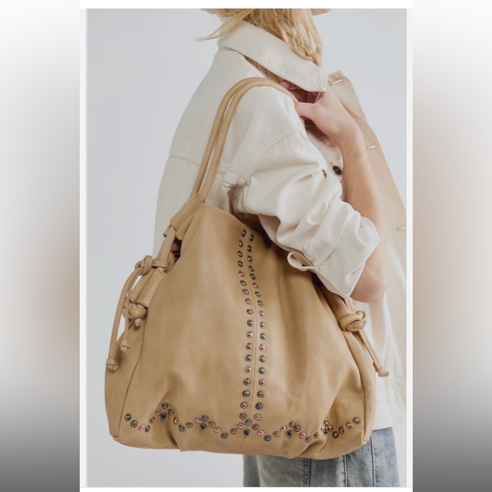 Free People We the Free Studded Savoy Leather tote crossbody shoulder bag